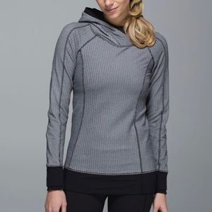 🍋Lululemon Think Fast Hoodie~Heathered Herringbone Heathered Silver Spoon Black
